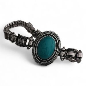 Source Unknown Silver Bracelet with Turquoise Accent